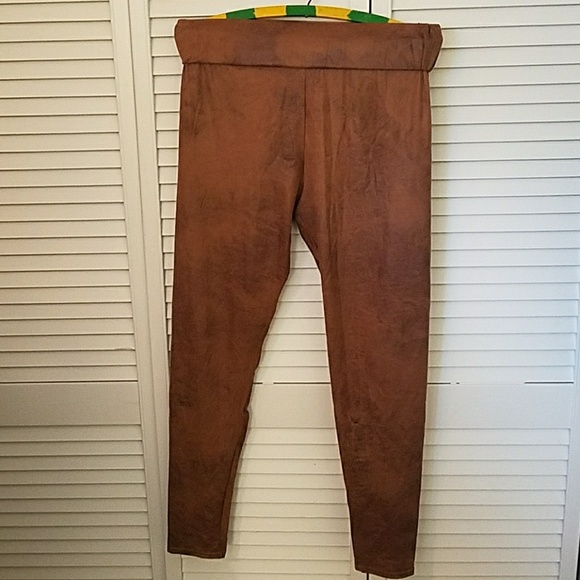Feux Brown Leather Leggings - Picture 2 of 5